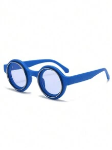 4/3/1 件 2025 新款个性复古圆框时尚眼镜，女士金属双环大框眼镜，户外派对嘻哈情侣趣味日常佩戴时尚眼镜，送给她作为情人节节日礼物。 - 彩色 - 查看 16