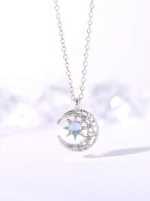 1pc Luxury Charm Necklace Delicate Jewelry Moon Star Shape Rhinestone Chain Elegant Fashion Necklace
