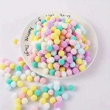 50 pièces/paquet, 1/1,5/2/2,5/3cm Pompons de couleur bonbon, haute élasticité - pour l'artisanat DIY, pompons colorés, cadeaux de fêtes, accessoires de cheveux, vêtements, rideaux, décorations de porte, art textile doux pour la décoration murale de la maison, décorations de fête