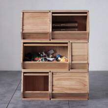 Stackable Solid Wood Storage Chests,Hall Entryway Cabinet,Modular Wooden Toy Box,Bins With Lids,Closet Storage Organizers,Drawers,Potato,Onion,Bread,Classify By Items,19.5"W(3 Pack) - màu nâu - Xem 5