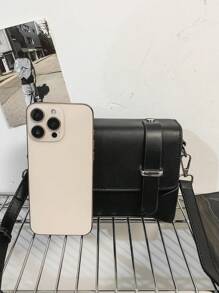 peach tree 1pc Adjustable Strap Solid Color Flap Cover Casual Retro Crossbody Bag, Lightweight Water-Resistant PU Mini Messenger Bag For Men, Business Daily Wear Sling Bag Mini Bag Small Bag For Men Body Bag For Men Mobile Phone Bag Side Bag Pouch Festival Valentine's Day Valentine'S Day