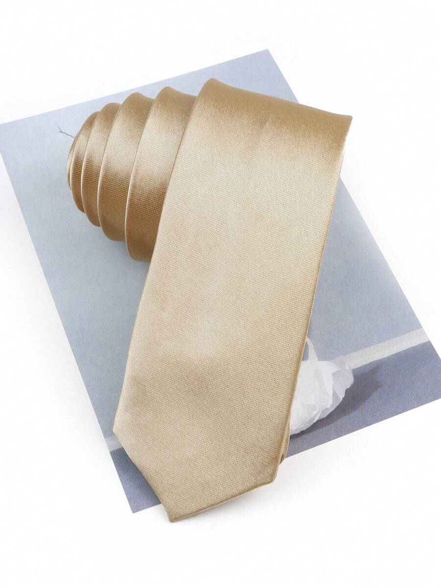 ZONFAZ 1 pezzo Cravatta da uomo tinta unita lucida e liscia, extra slim da 5 cm, adatta per matrimoni, Natale, Ringraziamento e altre festività, feste e uso quotidiano