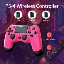 [Upgraded] Wireless Controller For P-S4 Romote Compatible With P-S4/Slim/Pro/Windows PC, Controller For P-S4 With 3.5mm Audio Jack, Touch Pad, Six Axis Motion Control, Charging Cable - 玫瑰紅 - 查看 3