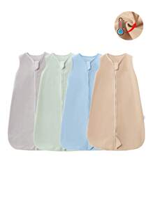 Infant Fleece Sleeping Bag, Solid Color Newborn Unisex Sleeveless Anti-Kick Sleeping Bag, All Season Sleepwear - Multicolor - View 2