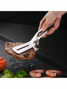 1/2 件不锈钢多功能牛排和烧烤钳、炸鱼勺夹、面包夹，适用于露营厨房工具