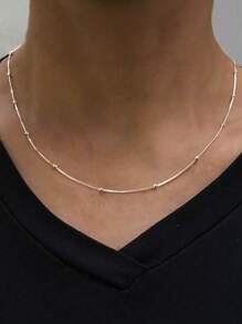 FOREVER QUEEN 925 Sterling Silber Minimalistische Runde Perlen Box Kette Halskette Einfache Minimalistische Halskette Schmuck Geschenk