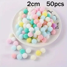 50 pièces/paquet, 1/1,5/2/2,5/3cm Pompons de couleur bonbon, haute élasticité - pour l'artisanat DIY, pompons colorés, cadeaux de fêtes, accessoires de cheveux, vêtements, rideaux, décorations de porte, art textile doux pour la décoration murale de la maison, décorations de fête
