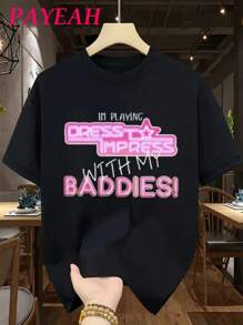 Payeah Dress To Impress Graphic Prints Round Neck Short Sleeve Ladies T-Shirt (220g Heavy Cotton 1pcs) - màu đen - Xem 1