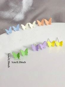 A Pair Of Simple Mini Cute Candy-Colored Butterfly Dripping Oil Small Stud Earrings For Children And Babies, Suitable For Daily Wear - Butterfly - View 10