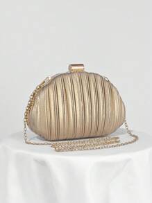 Satin Pleated Box Design Evening Clutch Bag, For Party, Formal Dress, Ball, Prom, Bridal, Prom Bag For Party