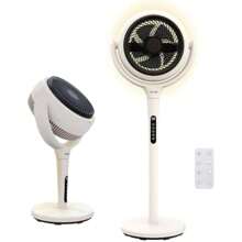 Lume Remote Control Fan LED Backlight Timer Ultra Quiet 3D Oscillating Air Circulator Converts Pedestal Desk Fan 3 Modes 12 Speeds 1.5m Cable - StoneWhite1 - View 1