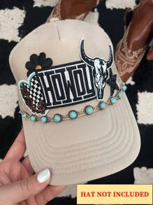 1pc Fashionable Retro Cowboy Bohemian Turquoise Hat Chain, Daily Decorative Accessory - Multicolor - View 2