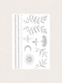 1 foaie de frunză, geometrice, design de artă a corpului uman, tatuaje temporare, rezistente la apă, realiste, reflectorizante, pe bază de plante, semi-permanente, durează 5-12 zile - Negru - Vizualizare 4