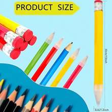 1/6 件木制巨型铅笔，可用作道具，趣味大铅笔，超大铅笔，13 英寸大铅笔，适合家庭、办公室和学校用品，返校 - 彩色 - 查看 4