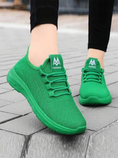 Scarpe da ginnastica casual basse e con lacci in maglia, scarpe sportive traspiranti e confortevoli, scarpe casual da donna con punta rotonda, adatte per uso quotidiano, corsa, allenamento, attività sportive