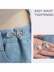 Adjustable Waistband Buckle Waist Sewing-Free Detachable Jeans Waist Stretch Big Change Small Metal Extender Button,Cute Butterfly Shaped Waist Tightener Buckle Pants Pins For Jeans, Skirts, Pants, Collar Buttons Brooch Pins For Women And Men, Metal Durable, Fashion And Detachable Pants Clip, Bag Accessories For Girl, Student And Gift For Mom And Friends Back To School