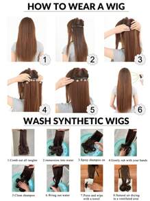 U-förmige synthetische 4 Clip In Haarverlängerungen, kurzer glatter Haarstil, Haarteil 30cm, Naturperücke für Frauen