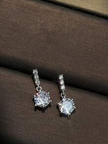 1 Pair Of Fashionable And Simple Rhinestone Row Rhinestone Earrings Niche High-End Sparkling Zirconia Earrings Earrings For Women