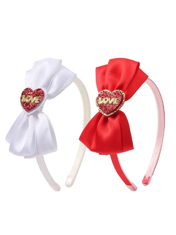1 pieza Diadema con lazo en forma de corazón para el Día de San Valentín, diadema de princesa para niños como accesorio de fiesta, no daña el cabello, a juego para uso diario, regalo festivo