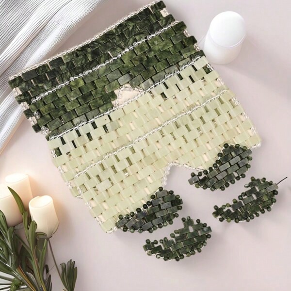 1pc Natural Jade Eye Mask, Handcrafted Cooled Jade Stone Eye Shade, Soothing Jade Face Mask - Xiuyu B Type