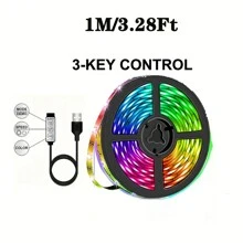 Tira de luces LED RGB 5050 para retroiluminación de TV - Increíble cambio de color de ambiente, alimentada por USB, longitud ajustable de 32.8 pies a 3.28 pies, perfecta para una experiencia de juego envolvente, decoración del dormitorio y decoraciones navideñas, decoración del hogar con luces LED - RGB - Ver 10