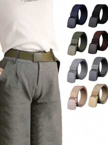 1 pieza Cinturón táctico deportivo para exteriores, cinturón de lona de alta calidad para hombres y mujeres, de secado rápido con hebilla de plástico, para escuela o verano
