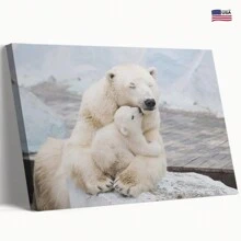 Polar Bear Poster, Animal Poster, Canvas Print Wall Art Room Decor  Wooden Frame