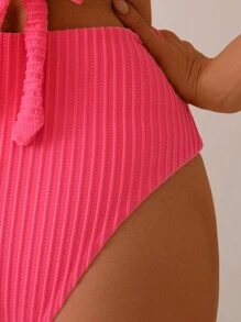 Women's Magenta Criss-Cross Front Bandeau Elegant Romantic Summer Beach Swimming Vacation Bikini Set