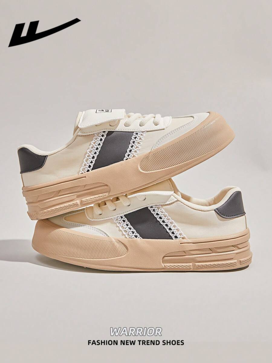 1 双 WARRIOR 女士休闲帆布运动鞋，系带设计，厚底，低帮户外平底鞋，春夏休闲鞋。经典厚底运动鞋，带有复古细节，舒适时尚的设计，永恒的女士鞋履。