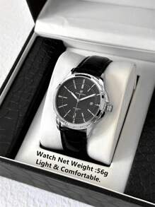 Pablo Raez 男士珠宝腕表，商务夏季配饰，不锈钢银色表壳，奢华黑色柔软舒适超细纤维表带，链条表带，大表盘，石英机芯，50米防水，适合日常生活/工作/派对，毕业/婚礼礼物 - 銀色 - 查看 9