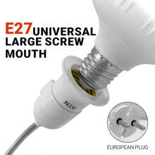 Kasotile 2pcs E27 Lamp Holder With Plug And Switch, Flexible Extension Lamp Bulb Holder Converter For Bedroom, Kitchen, Bulb Base With Plug-In Capability (EU Plug) - EU C Type Plug(220-240V) - View 5