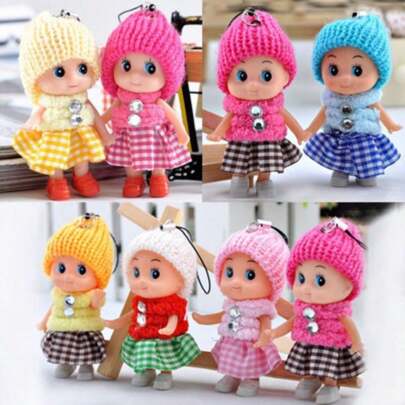 1pc/3pcs/5pcs/6pcs Cute Small Woolen Hat Confused Doll Palm Doll Doll Key Phone Chain Pendant