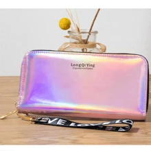 女士激光全息钱包女款pu时尚女式手拿包大容量拉链S手机情人节女士钱包钱夹长款钱包腕带钱包