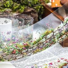 1 Roll 78.74inch(200cm) Old Courtyard Walls And Flower Grass Themes PET Stickers On Roll Cutting Decor Scrapbooking Personalized DIY Collage Card Material Aesthetics Junk Journal Office & School Supplies,School Supplies,Back To School - 1 Volume - View 2