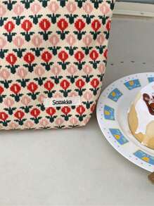 1 件独特花卉图案个性化花朵化妆包大容量钱包洗漱用品旅行包拉链收纳袋化妆刷礼物收纳袋情人节情人节装饰情人节派对礼物情人节女士情人节礼物