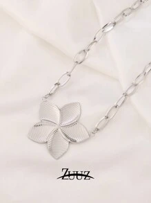 1 pieza Collar con colgante de flor chapado en oro de 18K de estilo vintage de acero inoxidable para mujeres, mejor amiga regalo