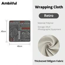 1 pièce Tissu pliable adhésif magique de 45 cm / 17,7 pouces avec 100 autocollants d'appareil photo. Doublure de sac pour caméra micro-simple, iPad, appareil photo reflex
