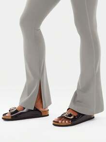 VOYJOY Flare Split Hem Leggings For Women Tummy Control Workout Leggings Nasreen Hidden Scrunch Bootcut Gym Yoga Pants Fall Clothes For Women  Yoga Pants For Women  Black Pants - 淺灰 - 查看 5