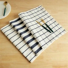 3 pièces Torchon de cuisine en tissu bleu méditerranéen, essuie-tout, nappe de fond alimentaire