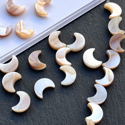 10 Stücke 8/10mm Natürliche Mondmuschel Perlen, geeignet für DIY Armband, Halskette, Ohrringe, Schmuckherstellung