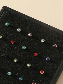 24入組不銹鋼水鑽鼻針基礎款,日常佩戴 - 彩色 - 查看 4