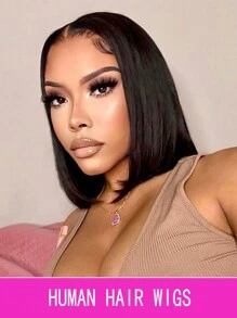 Black Bob Cut Wig Straight Hair Short Bob Wig Unprocessed Virgin Human Hair 13*4 Lace Frontal Bob Wig
