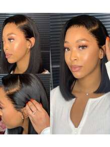 Black Bob Cut Wig Straight Hair Short Bob Wig Unprocessed Virgin Human Hair 13*4 Lace Frontal Bob Wig