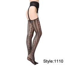 1 双性感内衣性感吊袜带网袜超弹力性感吊袜带连裤袜女士开裆细网眼防滑
