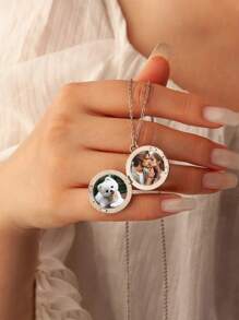 Customized Text And Image Necklace, Personalised Double-Sided Conch Locket Necklace, Gift For Mom, Friends, Classmates, Thanksgiving, Valentine's Day, Birthday, Graduation