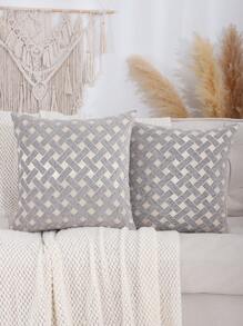 1入組雪尼爾幾何樣式提花枕套 - 灰色 - 查看 15