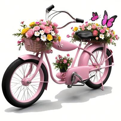 1pc/2pcs/3pcs Bright Bicycle Flower Ironing - Washable Sticker, Suitable For T-Shirts, Jeans, Jackets, Etc. - Design