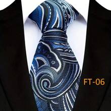 GOADAFOO 奢华 8CM 男士领带皇家蓝色纯色条纹佩斯利领带男士新郎提花编织领带适合商务婚礼派对