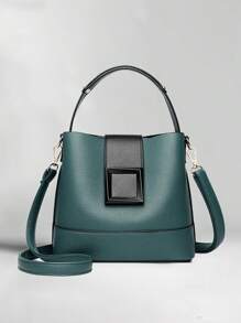 Women's Fashion Shoulder Bag Classic Pu Leather Bucket Bag Lychee Pattern Messenger Bag Elegant Women's Handbag