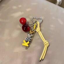 Lovely Cherries Shaped Keychain Charm Attractive Cherries Key Chain Hanging Decoration For Personalizing Your Belongings Cute Bag Charms For Handbag Kawaii Y2k Accessories Cute Keychain Hanging Ornament Aesthetic Stuff Cherries Keychain Adornment Portable Cherries Designs Keychain Easy To Carry Keyrings Charm For Adults Women - Multicolor - View 4